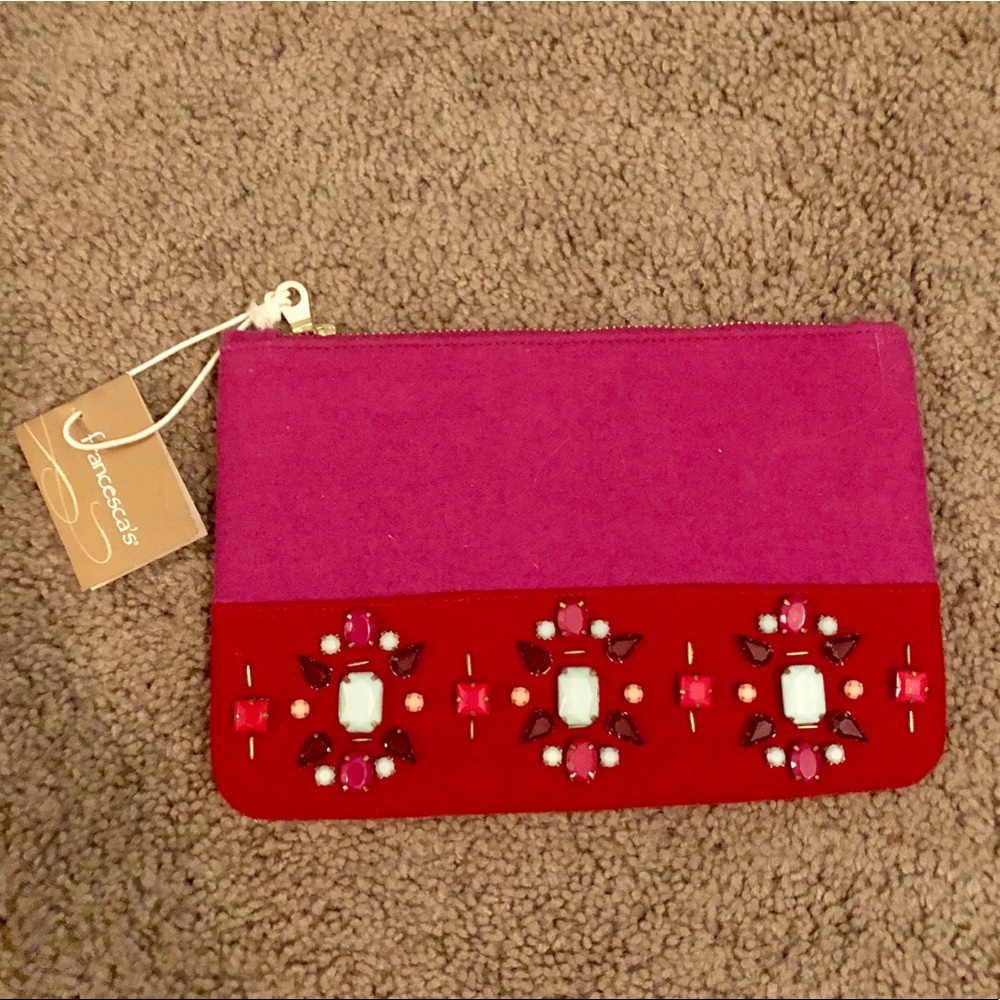 NWT Francesca’s Wool Clutch